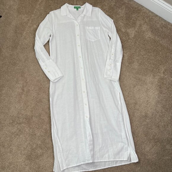 J. Crew Shirt Womens Small White Long Beach Shirt Oversized Beach Swim Coverup - Picture 1 of 9